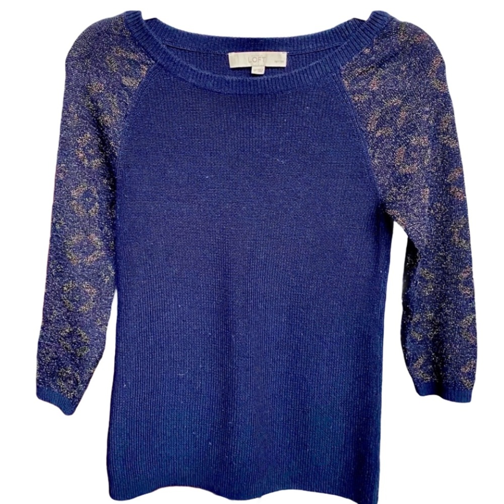 Loft 3/4 Lenght Sleeve Navy Blue Sweater Size SP